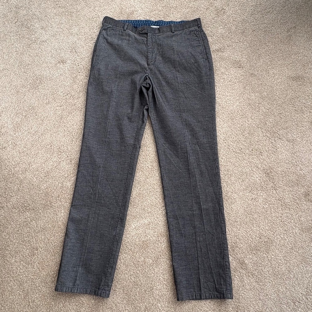 Peter Millar Men's Corduroy Pants Gray 100% Cotton Size 38 Straight Fit